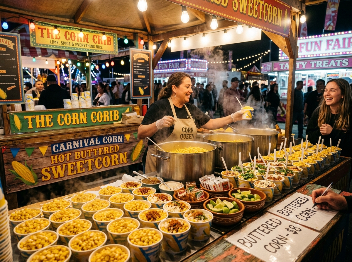 Steaming Hot Butter Sweetcorn Counter